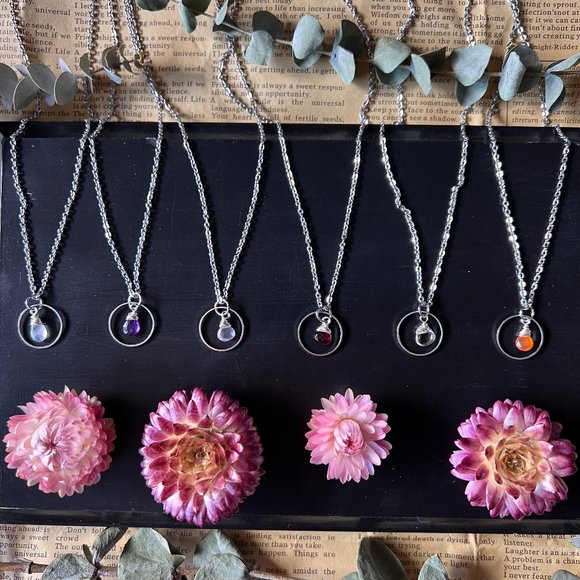 Gemstone Hoop Necklace - Picture 1 of 7